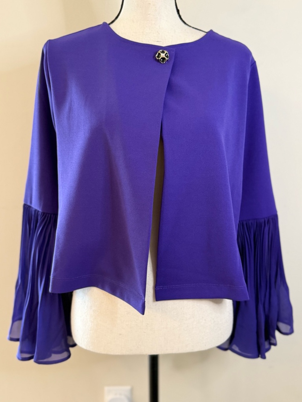 Anthony vibrant purple cardigan jacket wide pleated sleeves SZ M